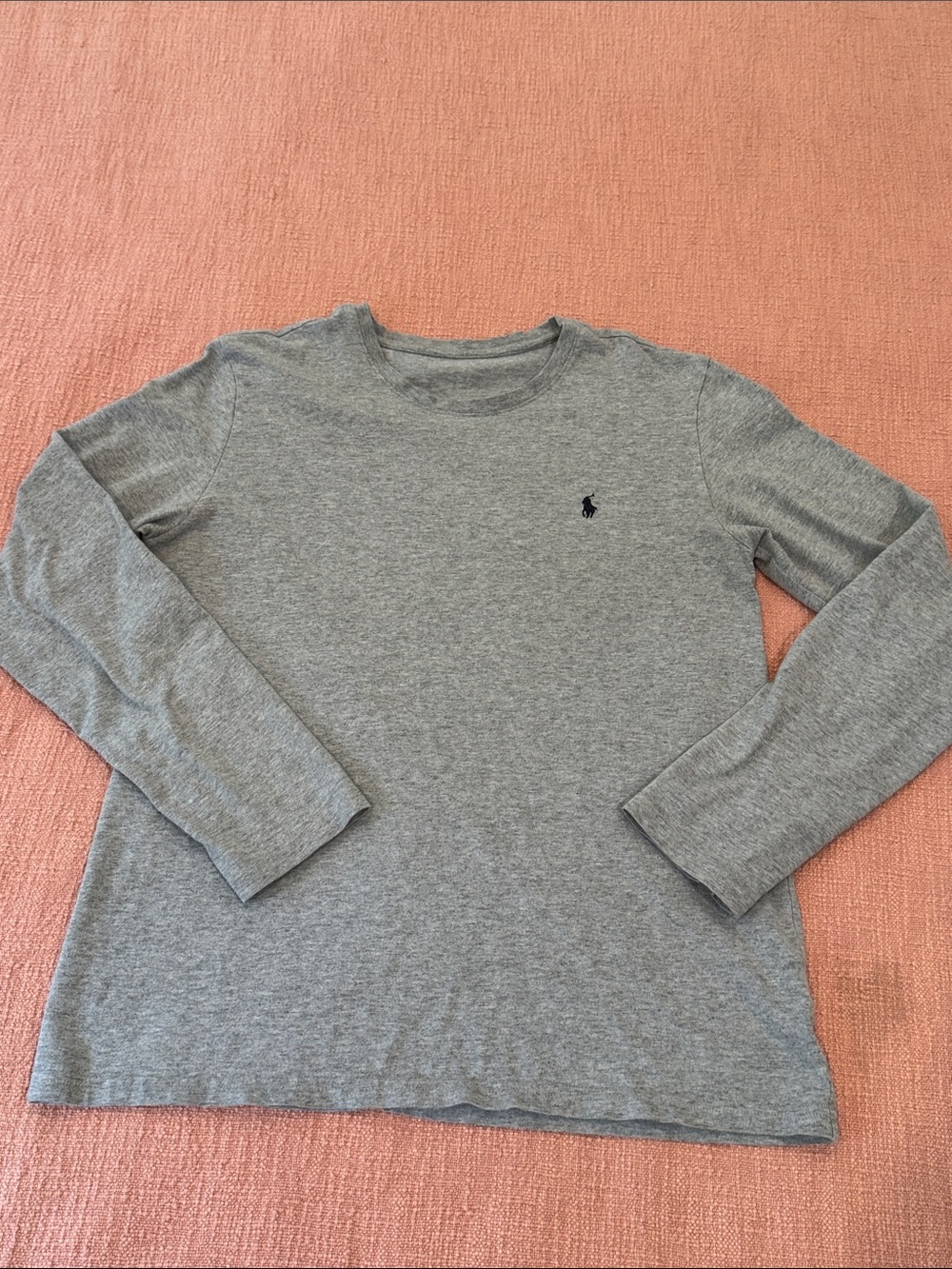 Ralph Lauren S/M Heather Gray Long-Sleeve Crewneck t-shirt with polo Logo